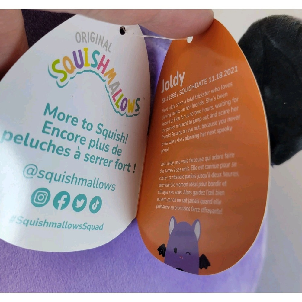 Squishmallows Joldy Purple Bat Plush 9" Halloween Kellytoy Jazwares NWT - Picture 7 of 9